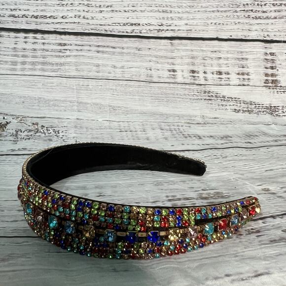 Multicolor Rhinestone Headband Sparkly Bejeweled Colorful Hair Accessories - Picture 5 of 7